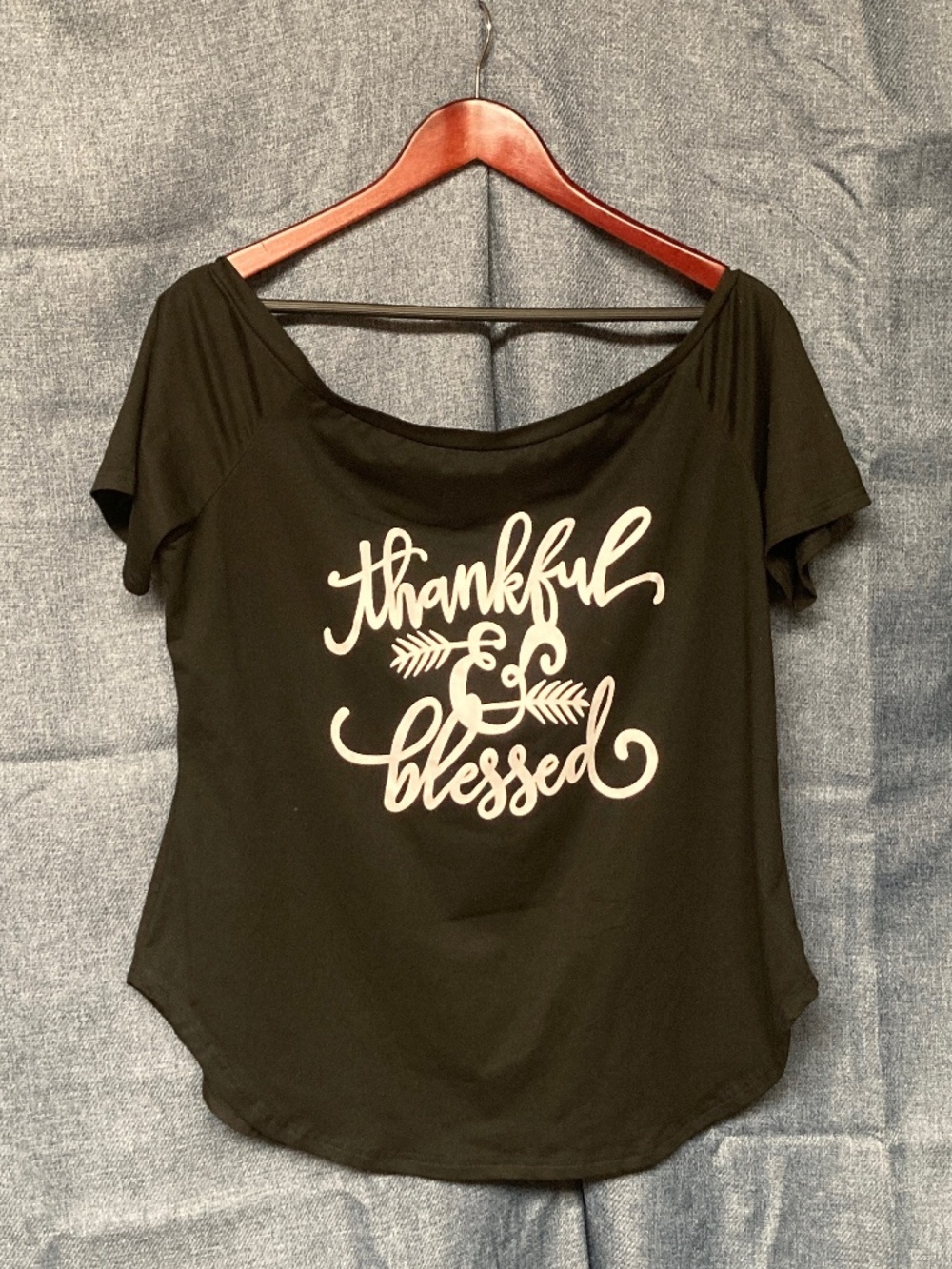 Roshop "Thankful & Blessed" T-shirt | Black, Size XL